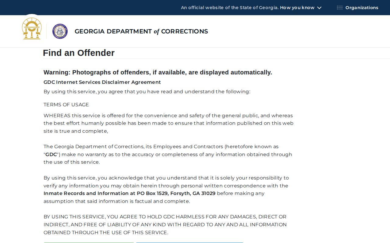 Georgia GDC offender search for Harris County released inmates