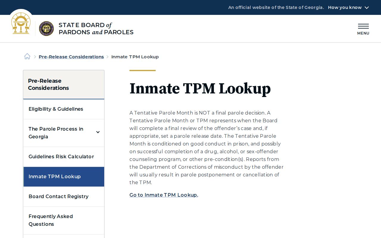 Harris County projected release date TPM lookup explanation