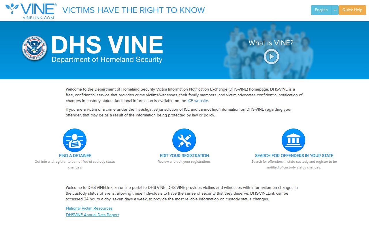 VINELink inmate search and Harris County release notification registration home